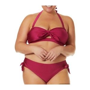 Time & Tru Women's Pink High Leg Side Ties Swim Wear Bikini Bottoms Sz XL 16-18